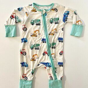 Bow Dream bamboo sleeper pajamas Mint Green Tractor